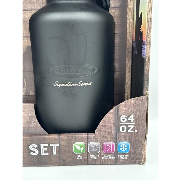 Subzero Stainless Steel Growler Set - 64oz Growler & Two 12oz Lowball Tumblers - Picture 2 of 8
